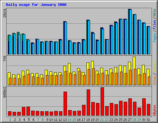 Daily usage for January 2006