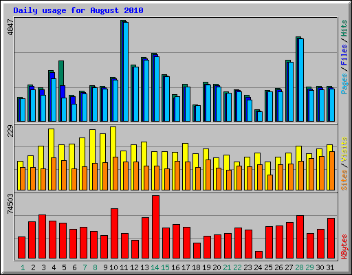 Daily usage for August 2010